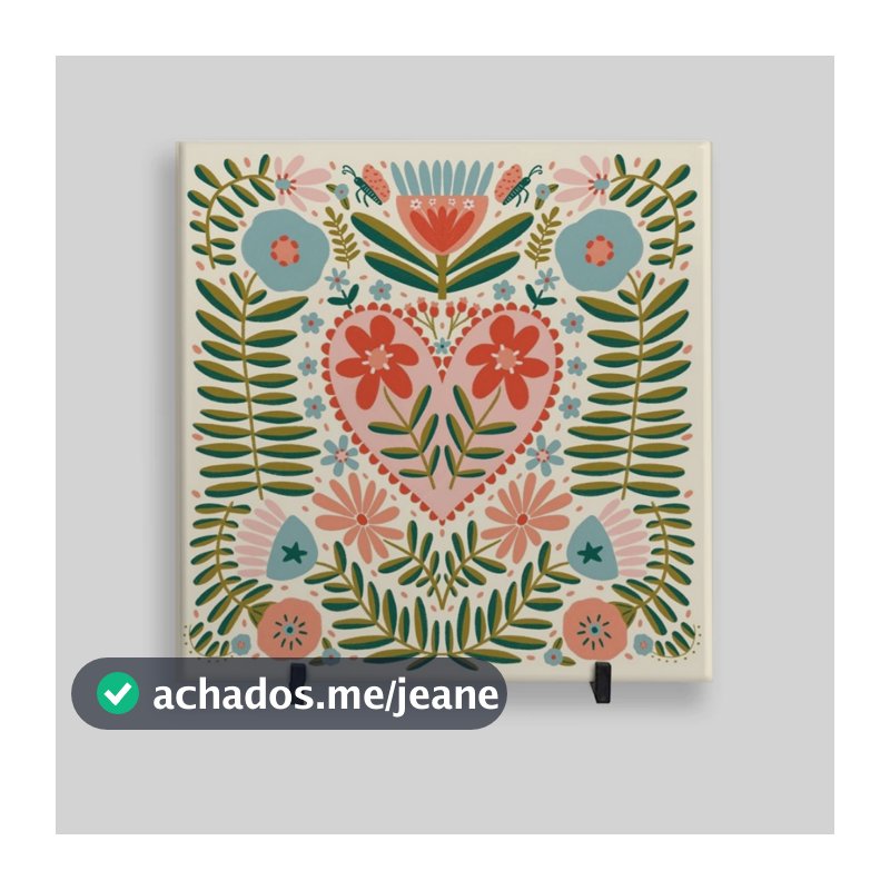 Azulejo Decorativo - Coração florido