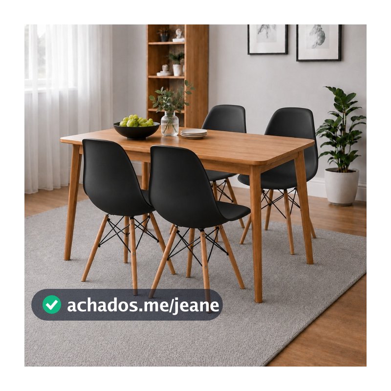 Kit 4 Cadeiras Eiffel Eames Moderna Pés de Madeira Sala Jantar Cozinha Escritório Várias Cores