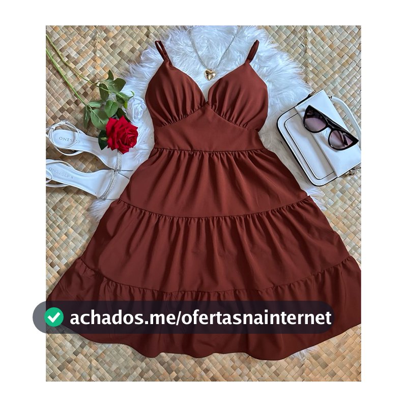 Vestido Curto Feminino de Alcinha Crepinho Forrado com Bojo Não Amassa Verão Tamanho Único