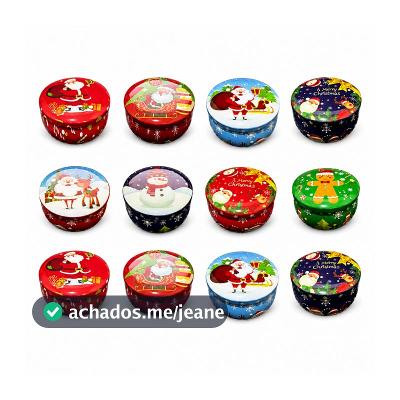 Kit 12 Latas Natalinas de Alumínio 60 ml com Tampa – 5 x 4 cm