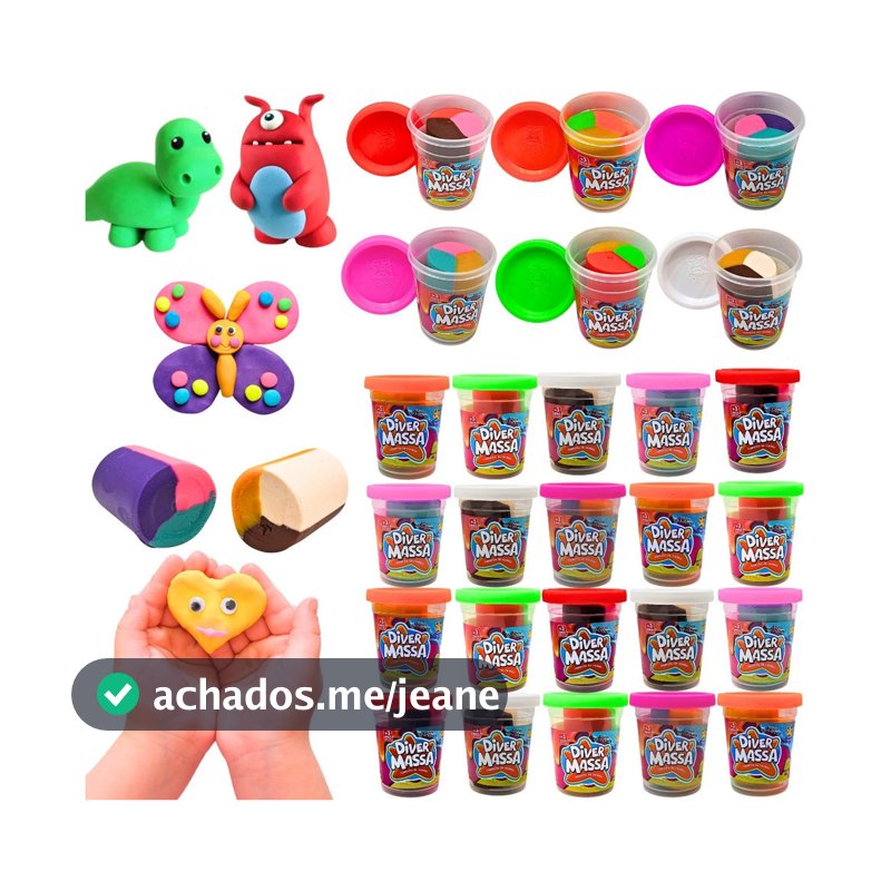 Kit 33 Massinha De Modelar Perfumada Criança Tricolor8286 DiverToys