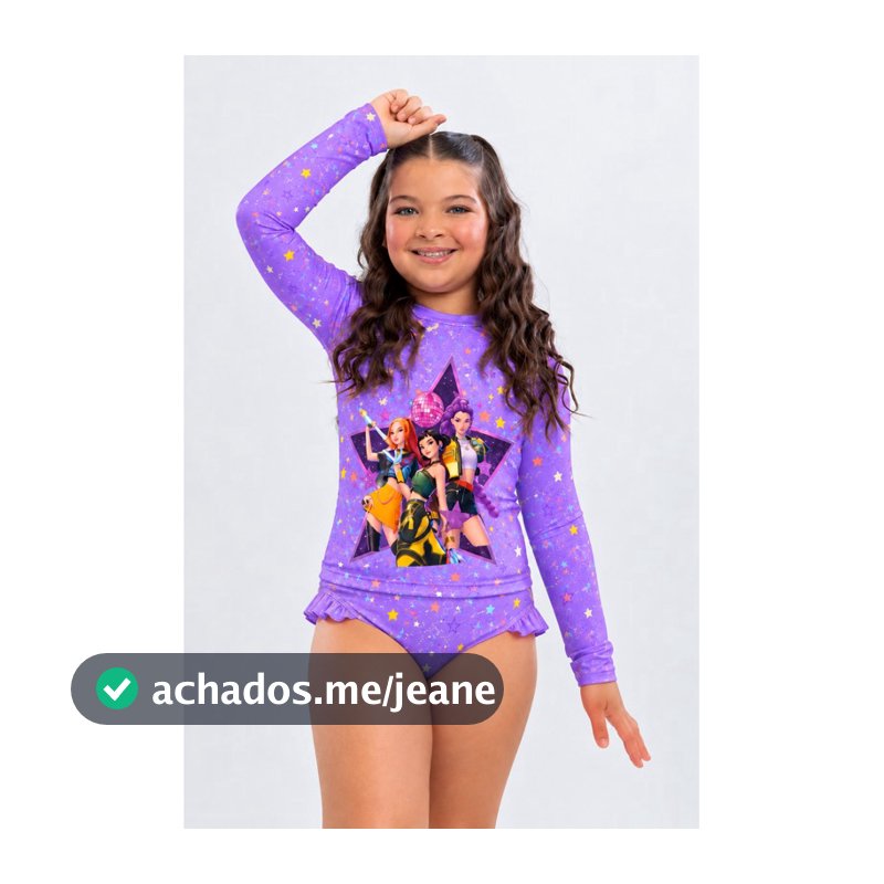 Biquine Feminino Infantil Huntrx Guerreiras do K Pop com proteção uv
