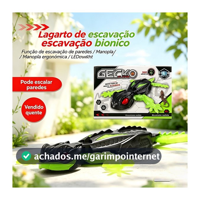 Lumizinho Brinquedo Lagarto Robô Controle Remoto Escala Parede com LED Infantil 3+