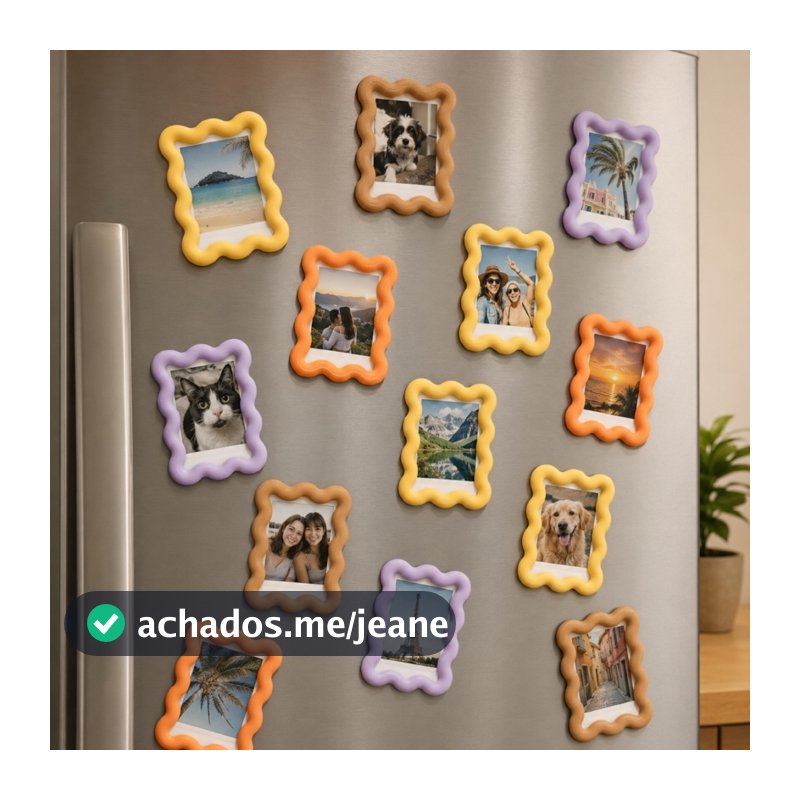 Kit 5 Porta-Retratos Magnéticos Ondulados para Foto Polaroid Instax Mini Imã de Geladeira Colorido