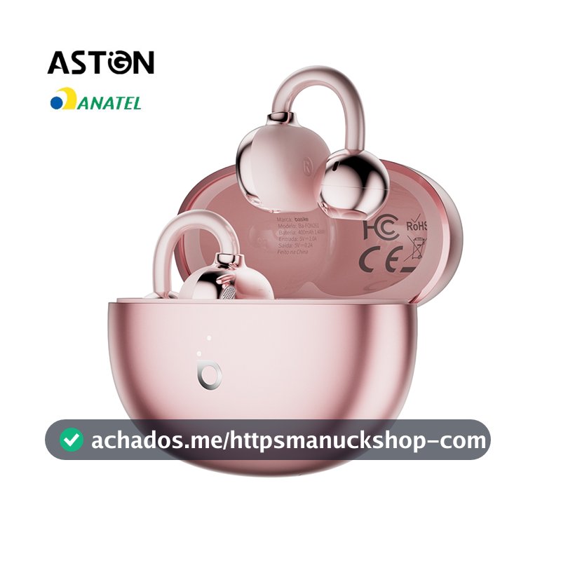 Astgn X Basike Fones de Ouvido Clip-on, Bluetooth 5.4, Cancelamento de Ruído ENC com Dois Microfones