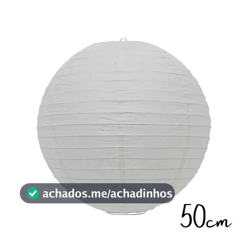 Luminária Oriental Japonesa Lanterna Balão Tyotin Decoração Papel 50 cm Branca