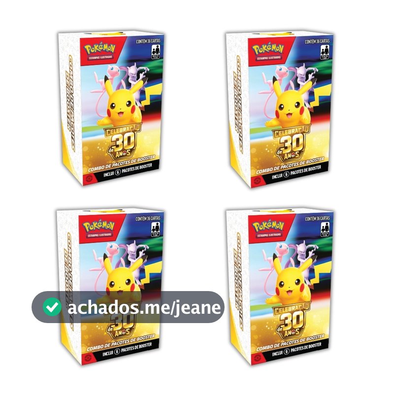COMBO DE BOOSTER MINI DISPLAY PORTUGUÊS COLEÇÃO DE CELEBRAÇÃO 30 ANOS COPAG CARTAS POKÉMON TCG PT-BR