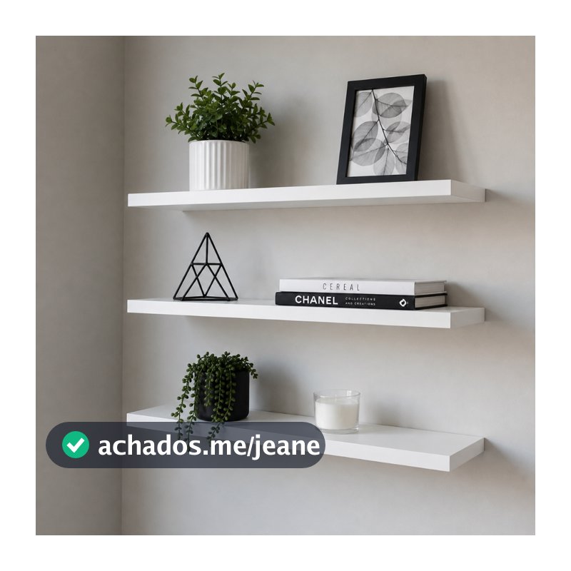 Kit 3 Prateleiras Decorativas de Parede 30x10 MDF com Kit de Instalação Sala Quarto Cozinha e Banheiro