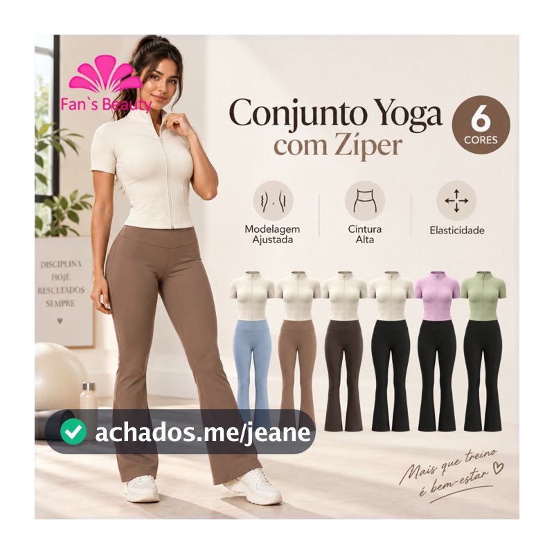 Fitness Set Conjunto Fitness Feminino Jaqueta Zíper Manga Longa Calça Flare Cintura Alta Yoga Academia Casual