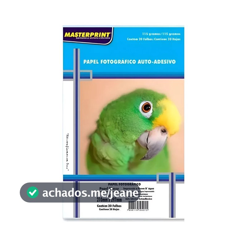 Papel Fotográfico Adesivo 115g 20 Folhas Glossy A4 Impressão - Masterprint