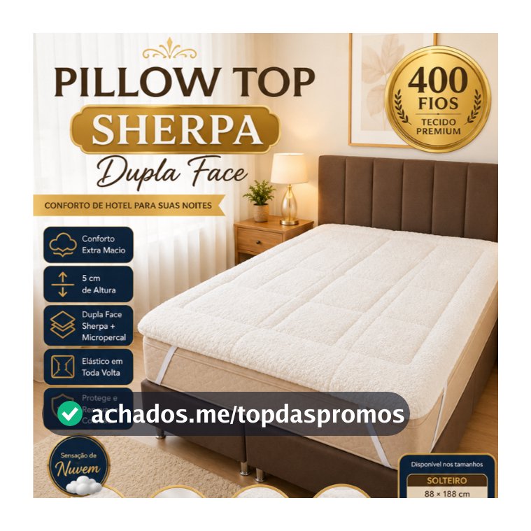 Protetor de Colchão Pillow Top Macio 400 Fios Soft Pele de Carneiro