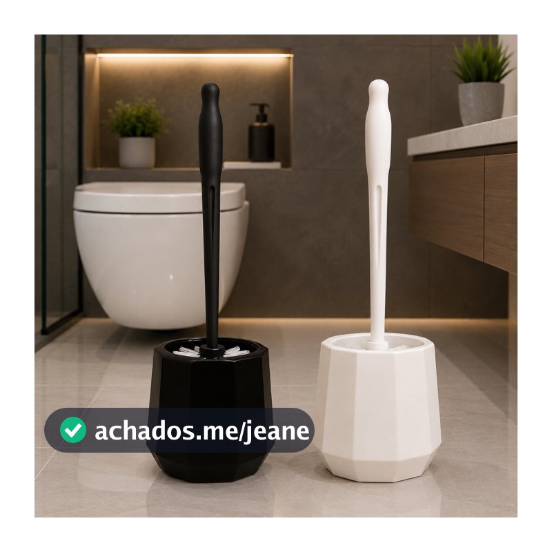 Escova Sanitária com Suporte – Escova para Vaso + Cabo Ergonômico e Cerdas Resistente