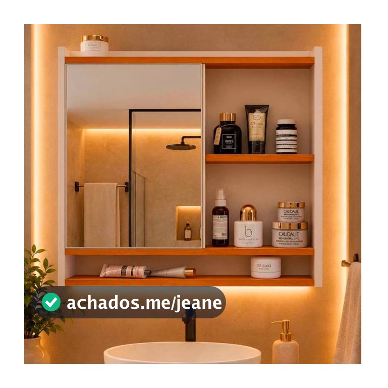 Armário Espelheira Aqua Suspensa - Espelho - Nichos Organizadores - Prateleira Multifuncional - Banheiro Moderno