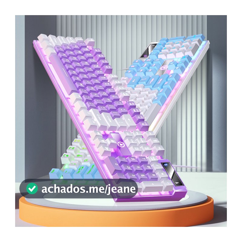 Teclado YINDIAO Semi-Mecânico Com Fio 104 Teclas LED Color À Prova D'água Gamer e Trabalho Preto/Rosa/Branco/Roxo/Azul