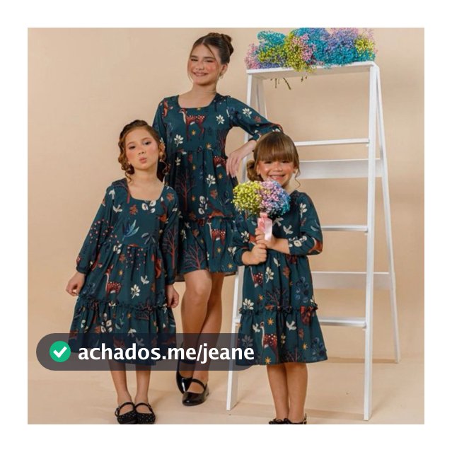 vestido infantil juvenil meia estação manga longa estampado verde, tamanho 8 ao 14
