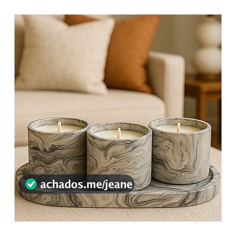 velas aromaticas artesanais decorativas marmorizado + Bandeja Decorativa Marmorizado