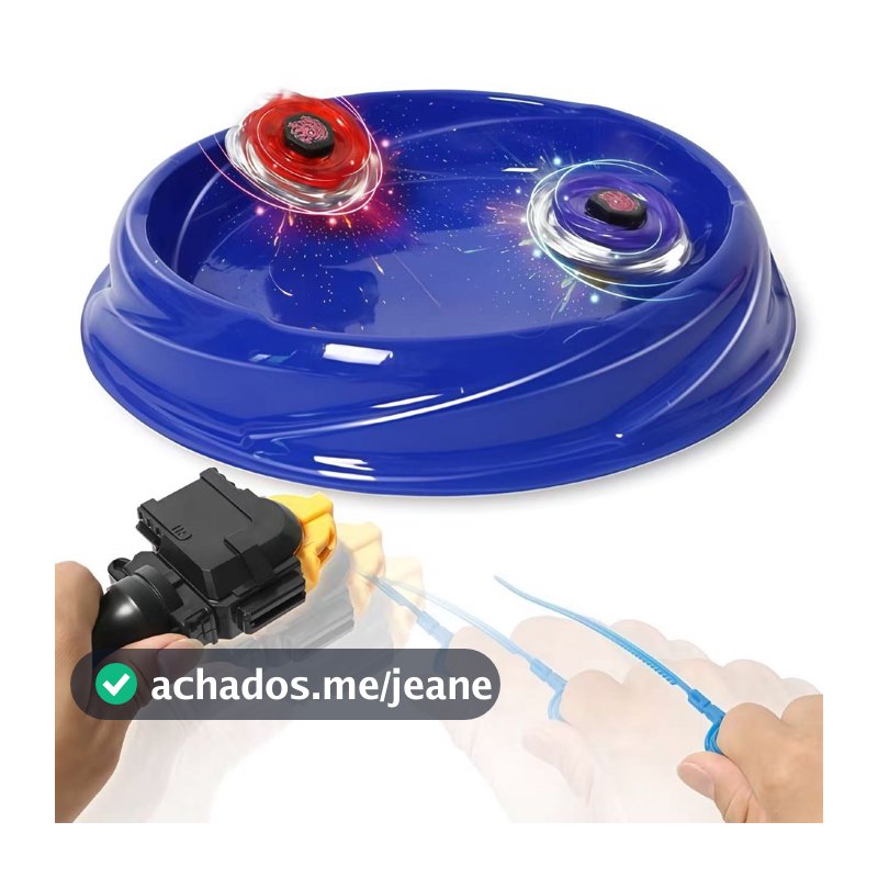 Kit 4 Beyblade Metal Led + Arena Lançador Battle Tornado Speed 5D Super Rápida Pronta Para Batalha