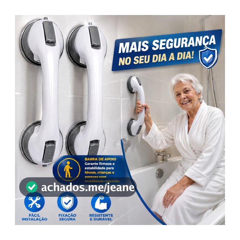 Barra de Apoio Ventosa Banheiro Portátil Forte Suporte Sanitário Para Idosos e Deficientes Segurança Barra Fixa