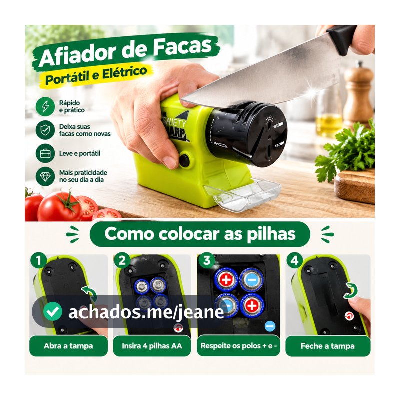 Amolador de Facas Elétrico a Pilha – Atenção à Posição das Pilhas -- Envio imediato