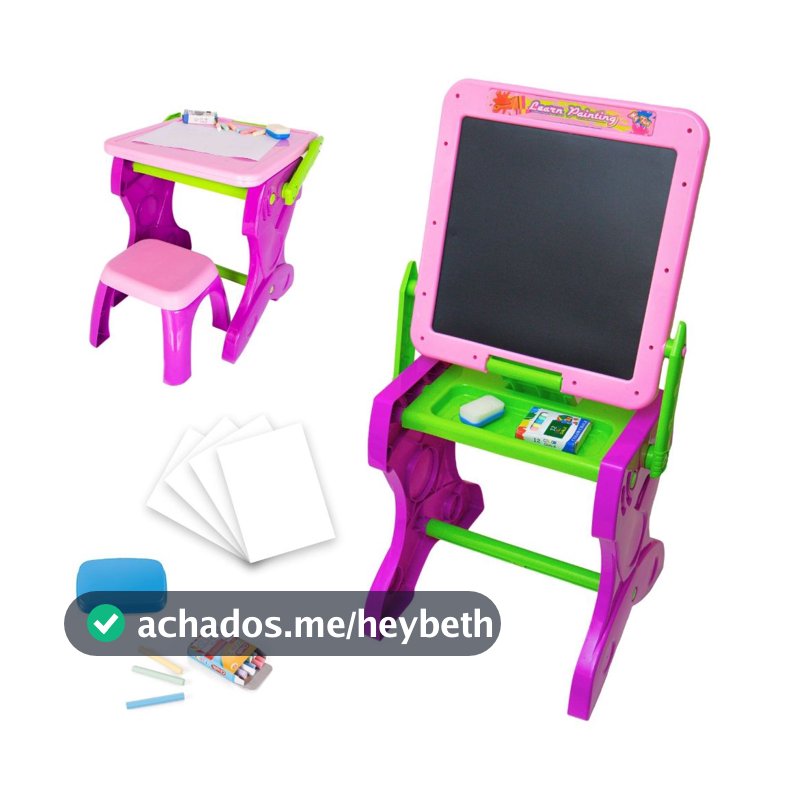 Mesinha Lousa de Desenho Infantil 2 em 1 Lousa Com Banquinho