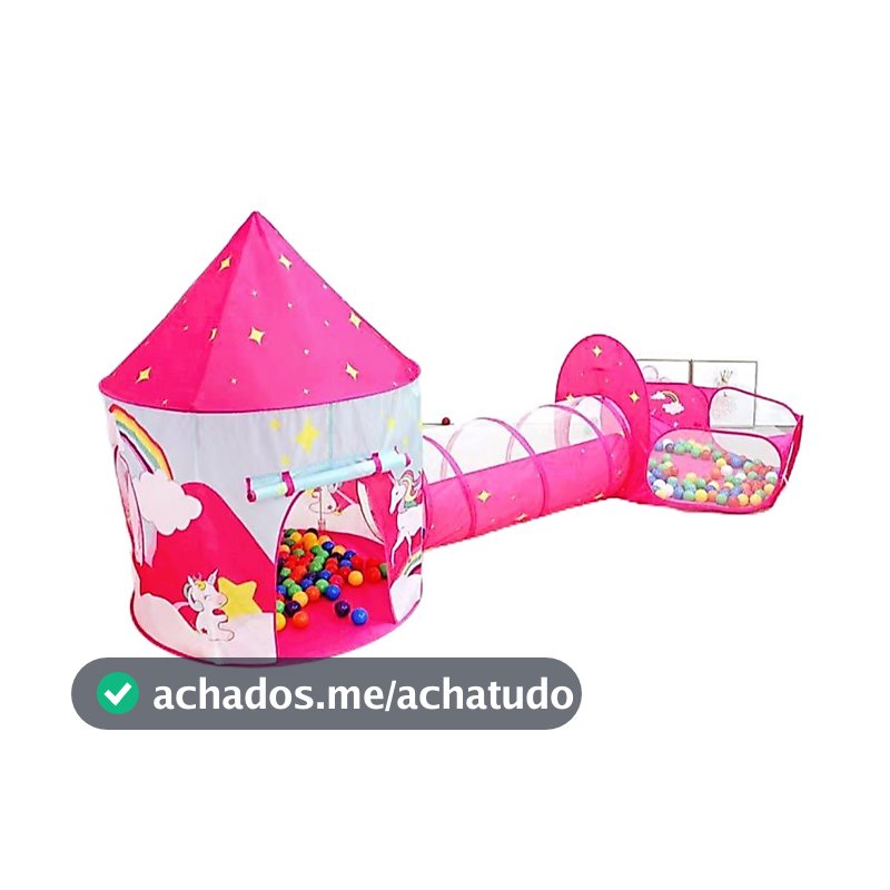 Barraca 3 em 1 Infantil Dobrável Piquenique das Princesas 3x1 Toca Tunel Com Variado Modelos