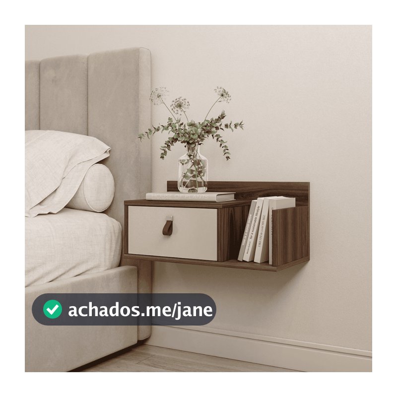 Mesa de Cabeceira Suspensa 50cm com Gaveta e Nicho | Quarto | FULL Shopee