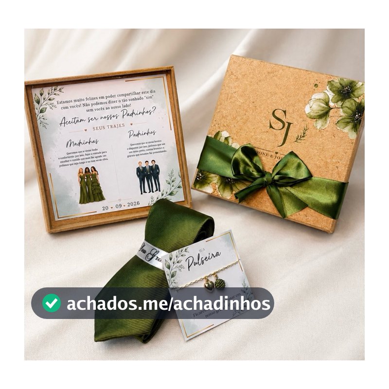 Caixa convite para padrinhos de casamento em mdf com pulseira e gravata