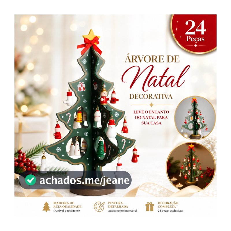 Mini arvores arvore Natal mesa enfeites decoração madeira Natalino Papai Noel neve Pinheiro
