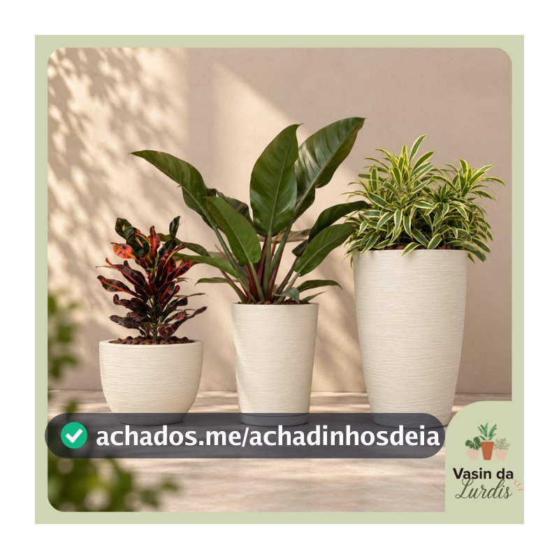 Vaso de planta com acabamento grafiato sala varanda e jardim kit com 3 tamanhos diferentes