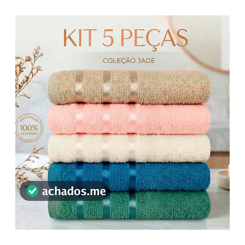 Kit 5pçs Toalhas de Rosto de 45x60cm 100% Algodão - Coleção Jade
