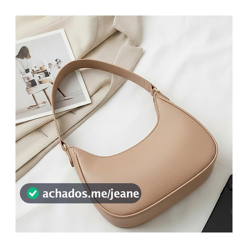 Bolsa Feminina Nude Baguete Linda De Ombro Estilosa e Casual