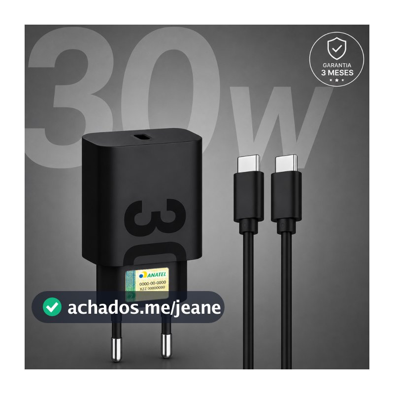 Carregador Turbo 30W Para Motorola Tipo C Moto G24 G54 G84 G34 G73 G53 Edge 30 Fusion Carregamento Rápido Premium