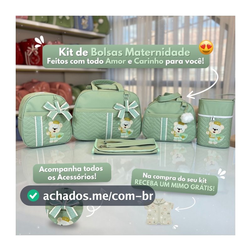 Kit Bolsa Maternidade Completo com 5 peças para Meninos/Meninas