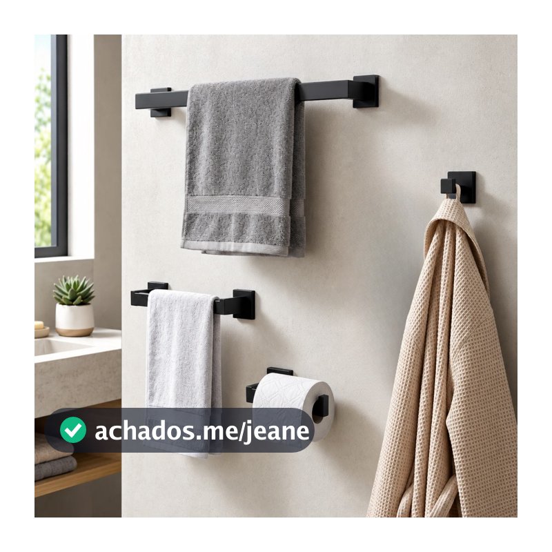 Acessórios Para Banheiro Porta Papel Higiênico Lavabo Toalheiro Aço Inox 4 Peças Flat