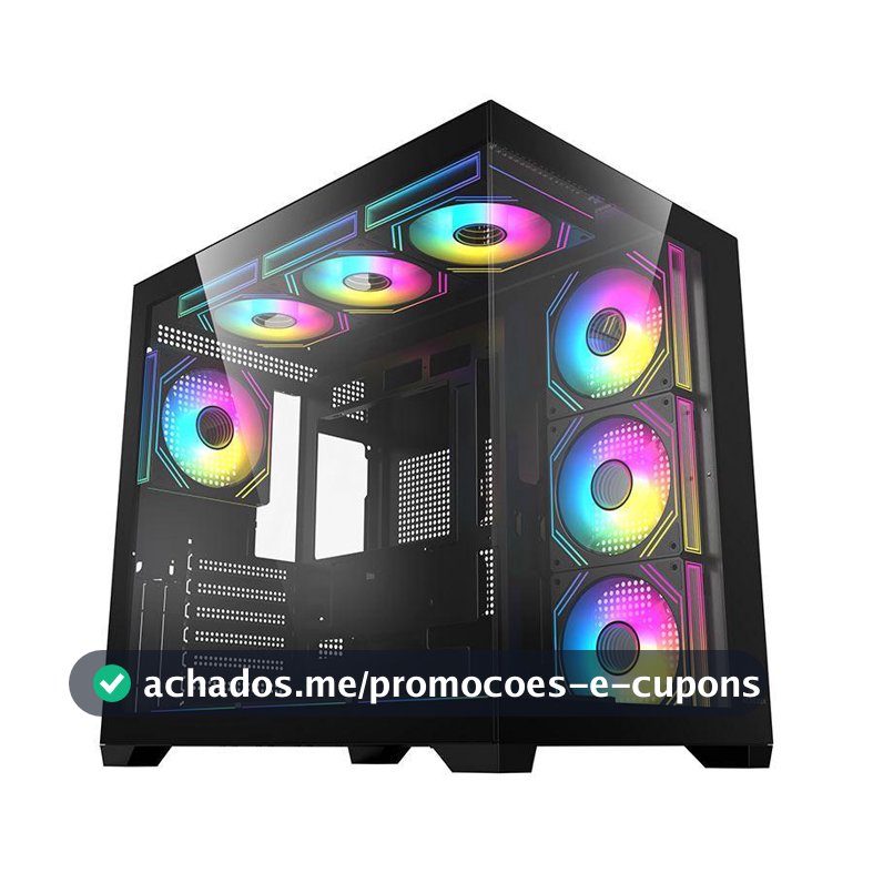Gabinete Gamer Acegeek Omniview, Mid-Tower, Lateral de Vidro, Preto, AG-OMNIVIEW-BK