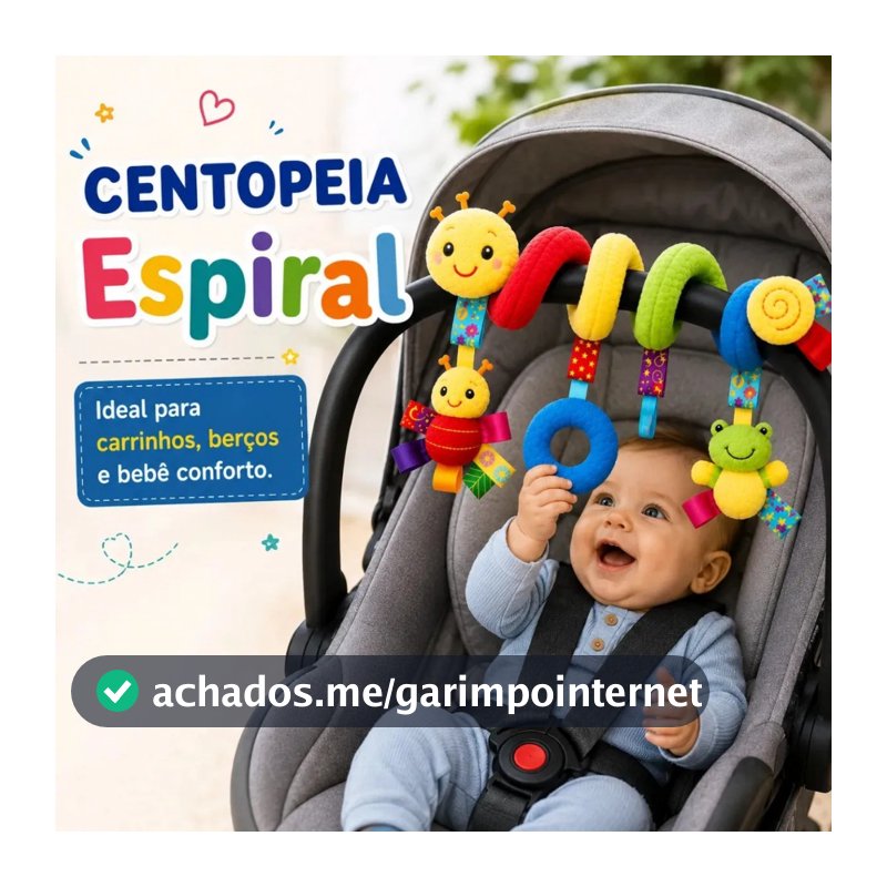 Chocalho Centopéia com Sons Para Bebê Recém Nascido Mobile Carrinho Brinquedo Conforto de Berço Montessori Sensorial