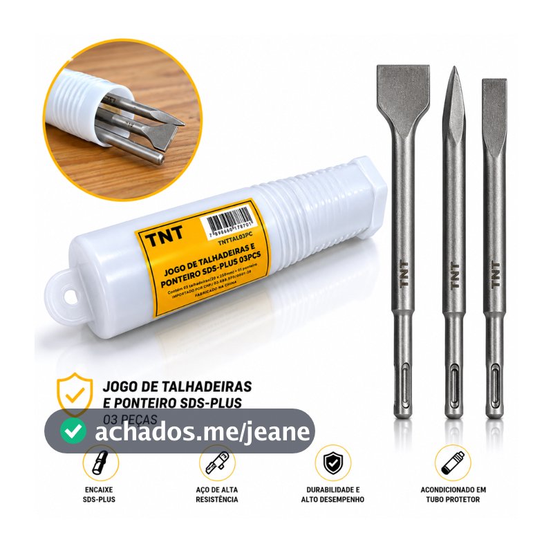 KIT Ponteiro e 2 Talhadeiras SDS Plus 25 cm Para Martelete