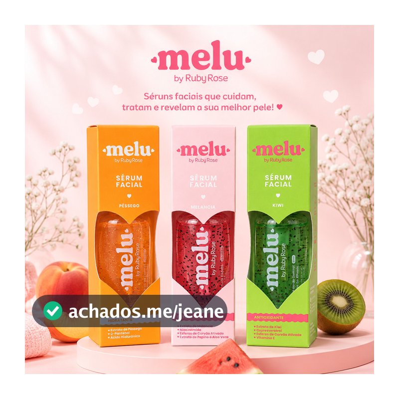 Sérum Facial Ruby Rose Melu Pêssego Melancia Kiwi Skincare Hidratante Facial