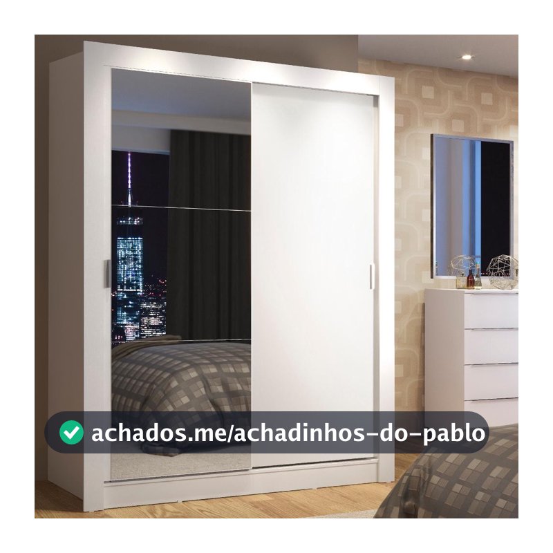 Guarda-Roupa Solteiro Madesa Denver 2 Portas de Correr com Espelho B