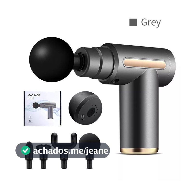 Pistola de Massagem Muscular Portátil Elétrica Recarregável USB com Múltiplas Ponteiras