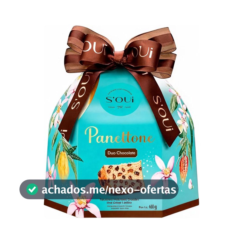 Panettone Duplo Chocolate Soui 400g Com Gotas E Recheio