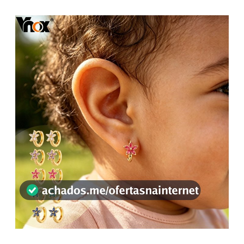 Vnox Flor Banhado A Ouro Brincos Bebê Para Menina Hipoalergênico Zircônia Cúbica Presente Dia das Crianças