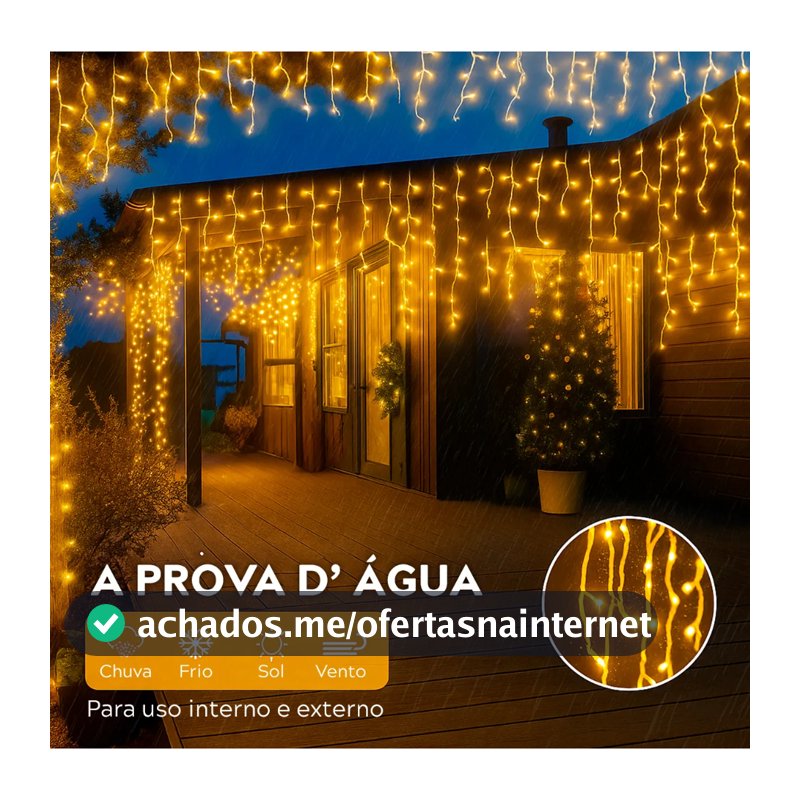 Cascata 400 Led's Decoração Natal Festas 10m Fixo 110v/220v