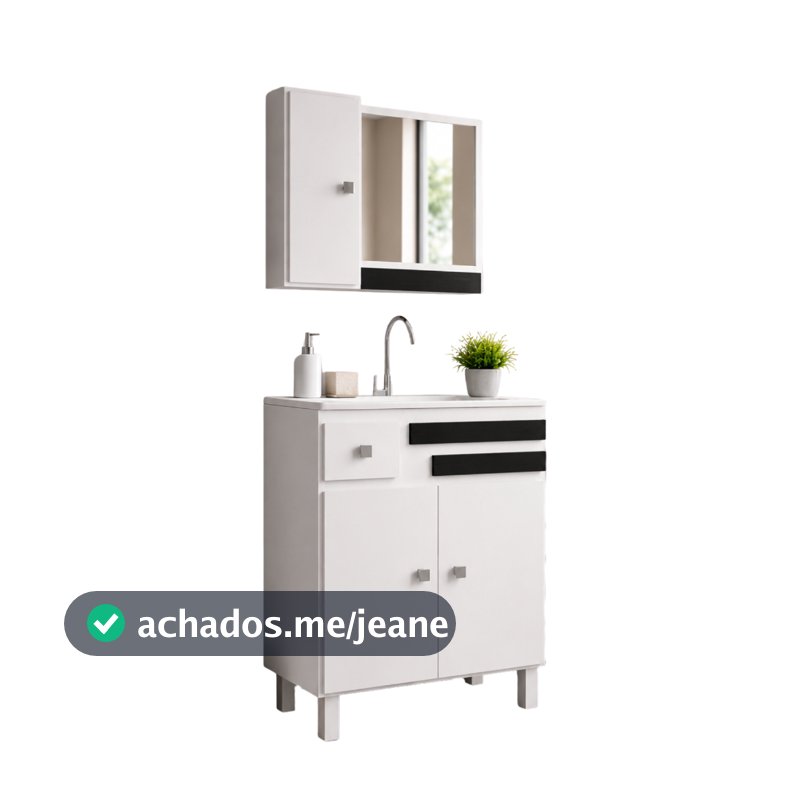 Gabinete Banheiro 60cm Completo Com Cuba E Espelho Monaco