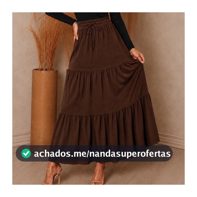 Saia Três Marias Longa Tecido Duna Zero Transparência com Cintura Elástica Evangélica