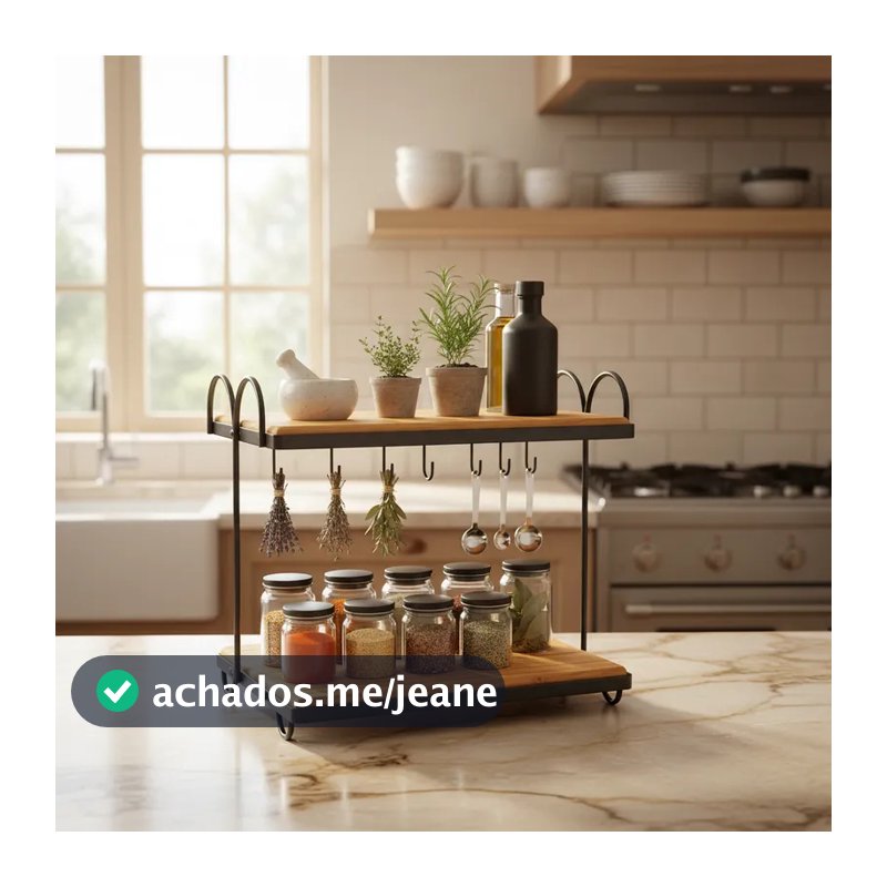 Prateleira 2 Andares Para Cafeteria Gourmet Porta Xicara Ferro Madeira Rústica Envio Imediato