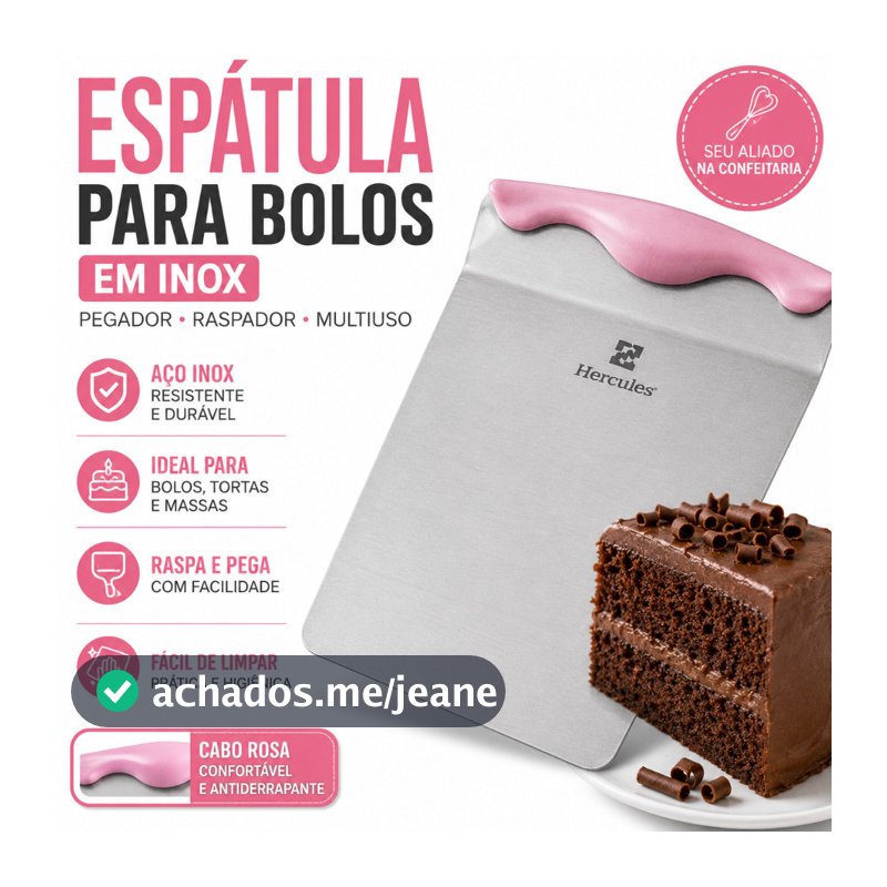 Espátula Pegador Para Bolo Em Inox Raspador De Massa Cabo Rosa Confeitaria Multiuso