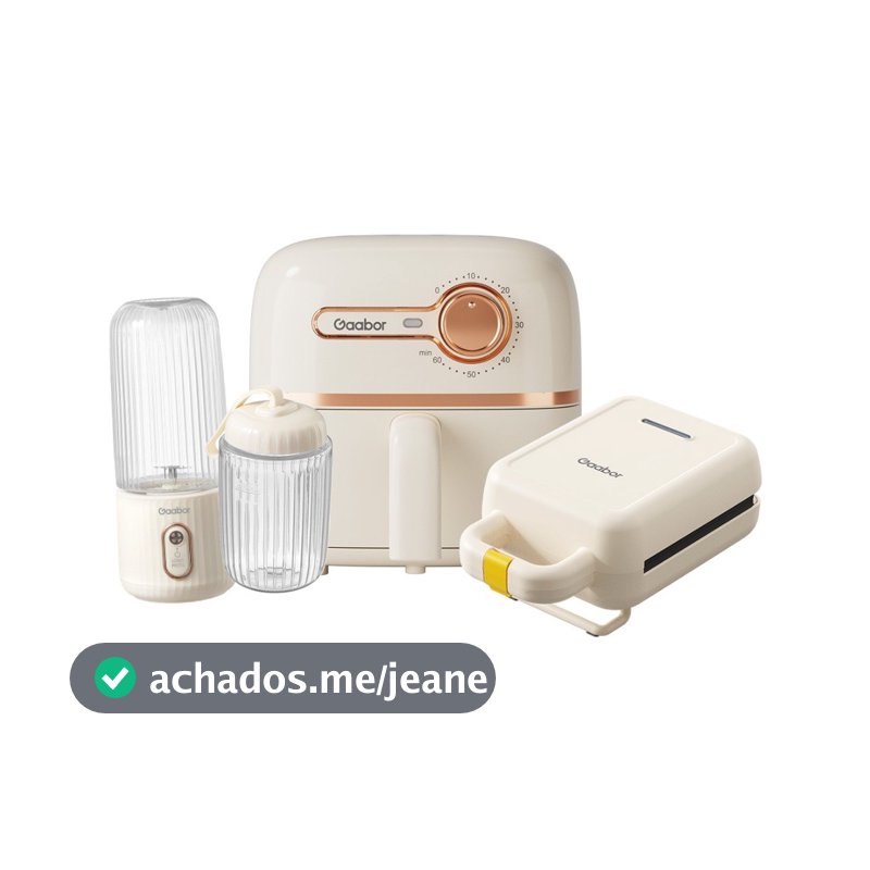 Gaabor Kit de Cozinha Portátil 3 em 1 com Air Fryer, Sanduicheira e Liquidificador