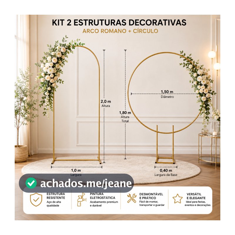 KIT 2 PAINÉIS ARCO ROMANO + ARCO REDONDO PARA FESTAS E DECORAÇÃO CASAMENTO ANIVERSARIO