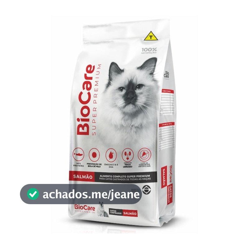 Ração Biocare Gatos Castrados High Super Premium Salmão 10,1kg